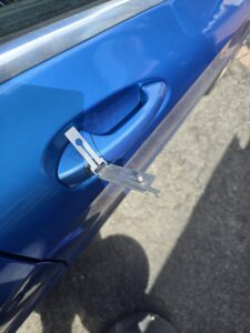 Citroen drivers door lock picked open with pick still in the lock